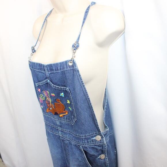Vintage Scooby Doo Denim Overalls Kids Cartoon Baggy 90s Y2K Size 16 XL - Picture 3 of 14